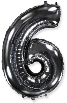 Цифра 6 Черный (40''/102 см) Flexmetal