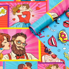 Бумага уп. глянц. "Pop art love",двусторонняя, 70 х 100 см 10шт