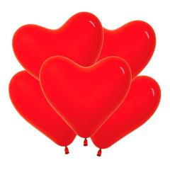 Сердце Красный, Пастель (Яркий красный) 11"/28см DECO